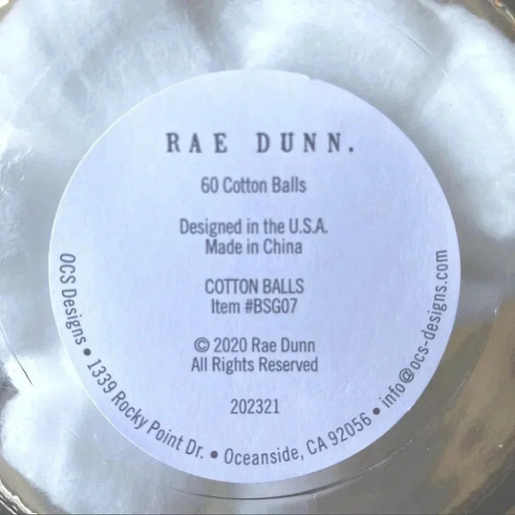 NEW Rae Dunn CLEAN (reusable) Glass Jar with 60 Cotton Balls & cute wood lid - Picture 2 of 8